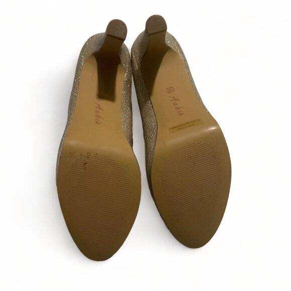 Aukis Women's Sparkly Gold High Heels - Size 9.5 - Picture 9 of 14